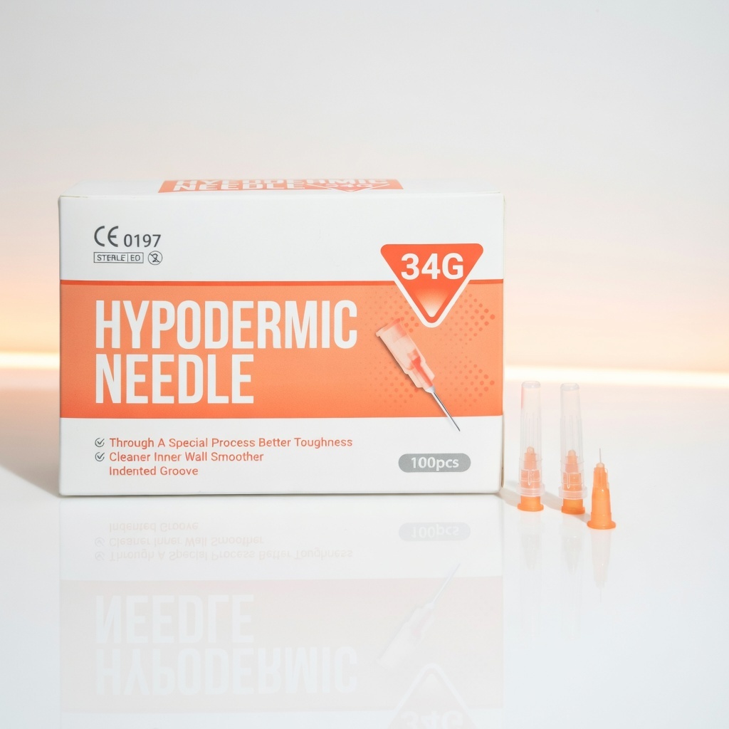 Hộp Kim Hypodermic Needle 34G với các đầu kim nano màu cam - CE 0197 certified